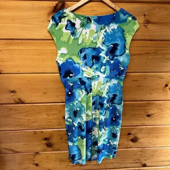 Lauren Ralph Lauren Floral V-Neck Sheath Dress, Ruched Waist Women's Size 10P - Picture 6 of 6